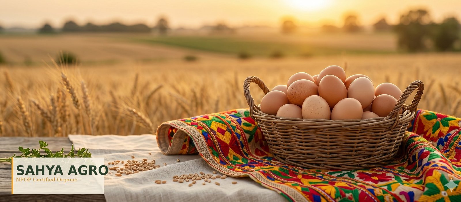 Sahya Agro — Punjab organic eggs delivery, phulkari fabric + wheat fields
